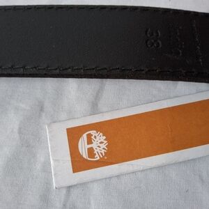 Timberland Men's Black Leather Belt with Subtle Stitching